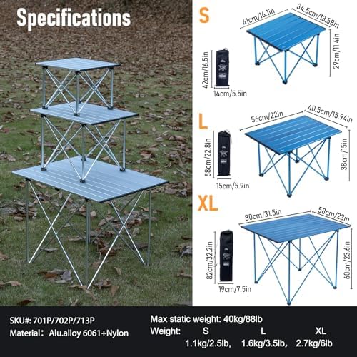 iClimb Ultralight Compact Camping Folding Table (Reinforced Blue - XL) - Image 3