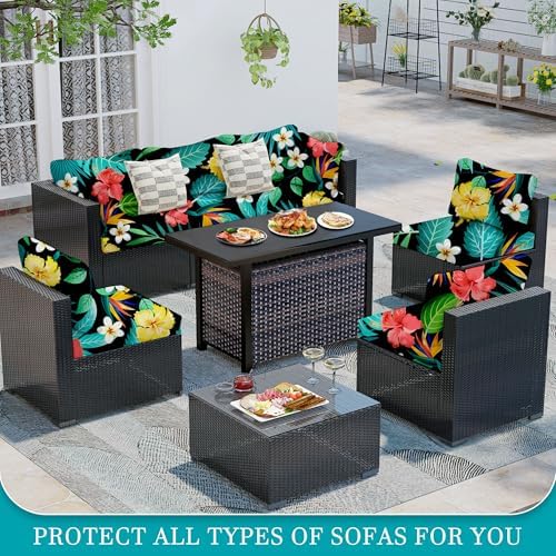 12 Pcs Outdoor Cushion Covers, Patio Sofa Cushion Covers Replacement - Image 5