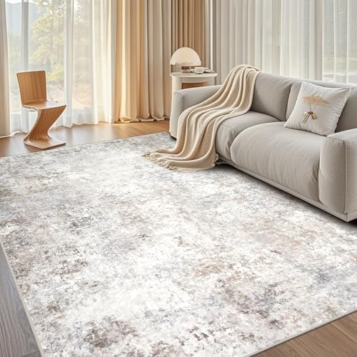 Beige Grey Washable Rugs 8x10 Area Rugs for Living Room,Bedroom,Dining Room by Srugn