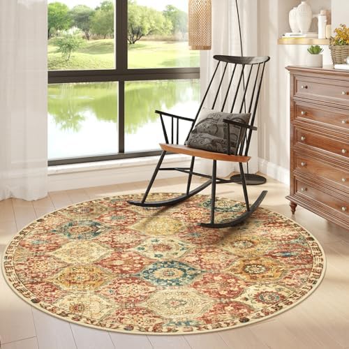 Lahome Moroccan Washable Round Rugs, Non-Slip Soft Round Rug 4ft Ultra-Thin by Lahome