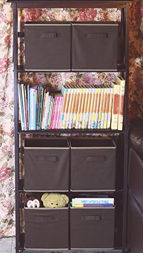 Simple Houseware Foldable Cube Storage Bins, 11-Inch Brown, 6-Pack Fabric Cubes Organizer for Closet or Shelves - Image 6