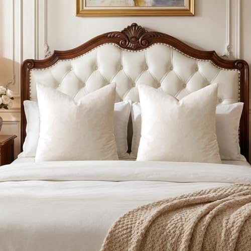 GIGIZAZA Velvet Pillow Covers 26x26 Decorative Pillows Pack of 2 Ivory by GIGIZAZAFocusingonhomedecoration