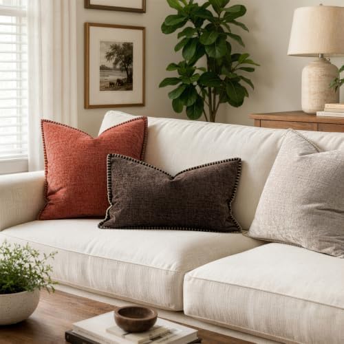 MIULEE Decorative Lumbar Throw Pillow Covers 12x20 Inch Dark Brown 2 Pack - Image 5