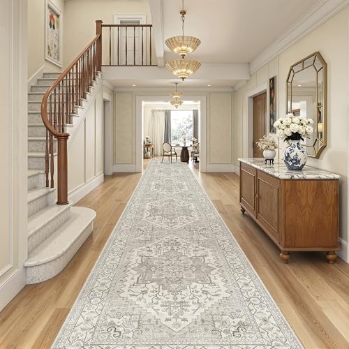 Madane Hallway Runner Rug 3x18 Washable Kitchen Runners 18ft, Beige/Brown - Image 4