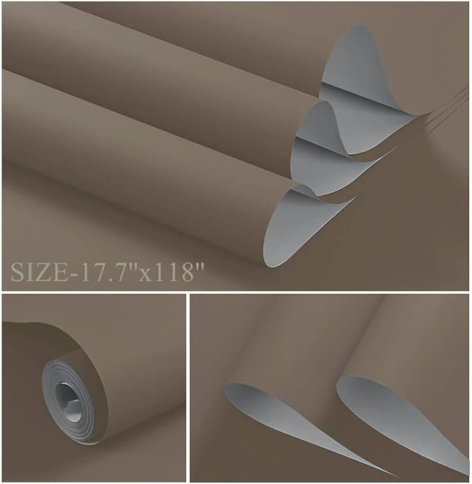 Dimoon 78.7''x17.7'' Etoupe Peel and Stick Wallpaper Contact Paper Modern Self Adhesive Wall Paper Removable Renter Friendly Textured Solid Color Shelf Cabinet Vinyl Roll (78.7''x17.7'',Etoupe) - Image 2