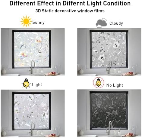 NINETREX Window Privacy Film, 3D Stained Glass, Tulip 17.5"x157.4" - Image 5