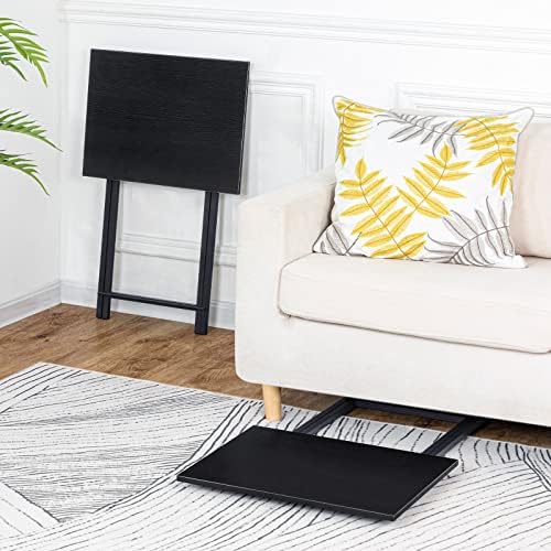 HOOBRO Folding TV Tray Table, Stable Snack Table for Small Space, Portable Sofa Side Table, Easy Assembly and Storage, Ideal for Snacks and Meals in Living Room, Black BK15BZ01 - Image 5