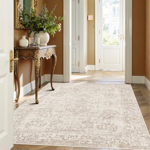 Rugxara 4x6 Vintage Boho Washable Rug for Bedroom(Beige Brown) - Image 3