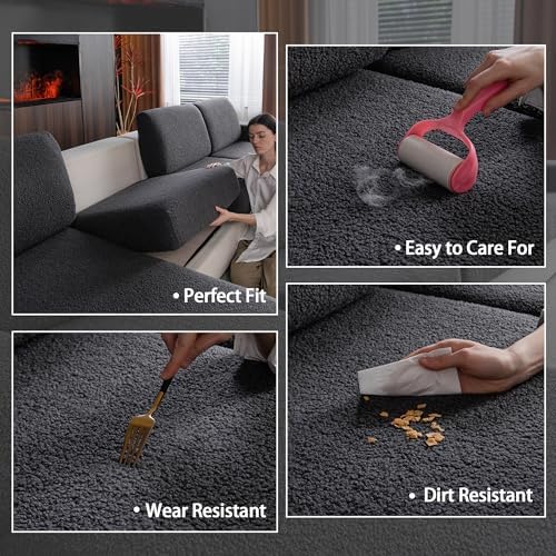 OHSIO Couch Cushion Covers for Sectional Sofa, Stretch Soft Sofa Slipcovers - Image 3