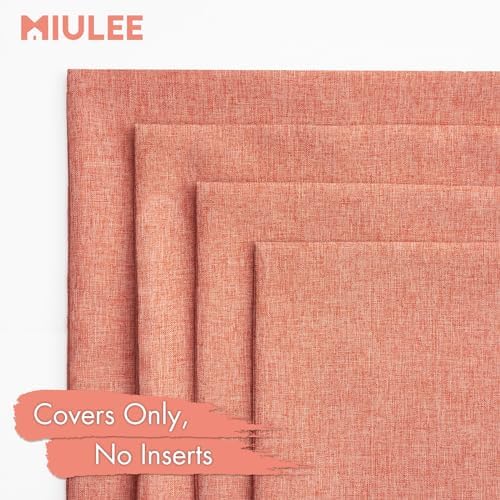 MIULEE Pack of 4 Decorative Outdoor Throw Pillow Covers Linen Waterproof Pillow Covers Summer Farmhouse Cushion Cases for Patio Garden Tent Balcony Couch Sofa 18x18 Inch Coral Red - Image 5