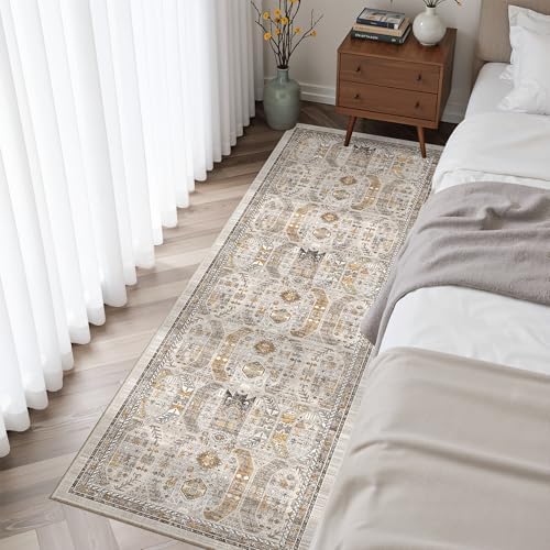 Madane Washable Runner Rug 2x6 Runners for Hallways Non Slip, Brown/Gold - Image 4