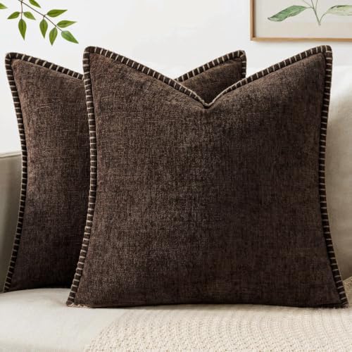 MIULEE Decorative Couch Throw Pillow Covers 20x20 Inch Dark Brown 2 Pack by MIULEE