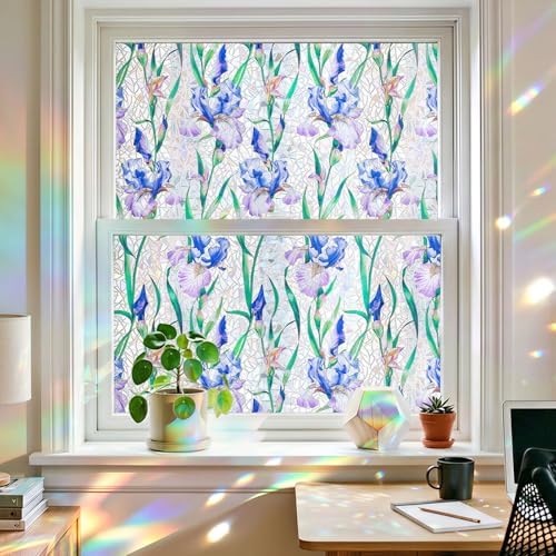 ADD.HERES Rainbow Window Privacy Film, Stained Glass Cling, 17.5" x 78.7" by ADDHERES