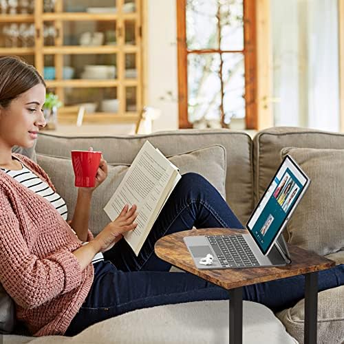 Hosfais Side Table Small End Table, C-Shaped Wood Sofa Table with Metal Frame for Living Room, Bedroom, Small Spaces (Rustic Brown) - Image 6