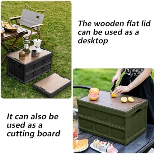 2 PCS Collapsible Storage Bins Box with Lids and Handle, 30L 8Gal Portable Storage Crate Containers Totes, Instacrate Stackable Foldable Camping Basket Supplies for Fishing Car RV, Office (Black) - Image 4