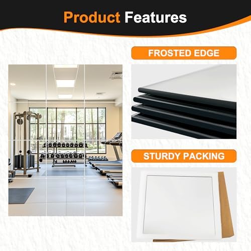 Delma Home Gym Mirrors, 12'' x 12'' Glass Mirror Tiles, 12 PCS - Image 5