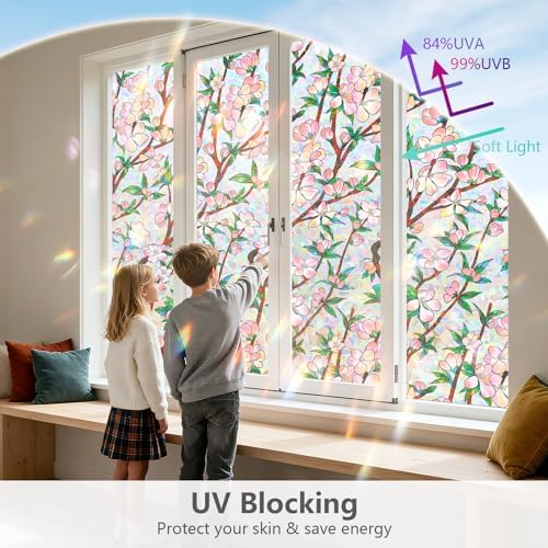 NINETREX Window Privacy Film, Rainbow Stained Glass, Pink 23.6"x157.4" - Image 2