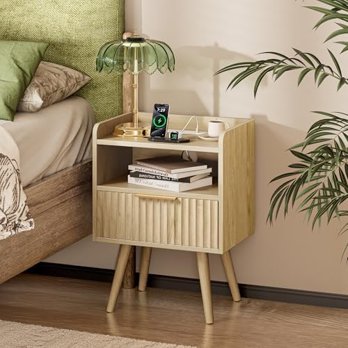 Huuger Nightstand Set of 2 with Charging Station, USB-C Port, End Tables - Image 3