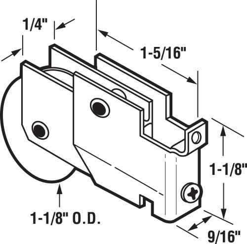 Prime-Line N 6574 Mirror Door Roller, 1-1/8 In. Ball Bearing Steel Grooved Roller (Single Pack) - Image 2