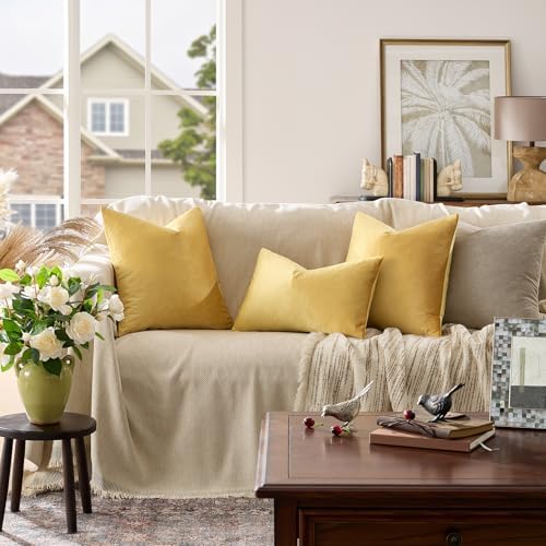 GIGIZAZA Yellow Pillow Covers 12x20 Decorative Pillows Pack of 2 - Image 2