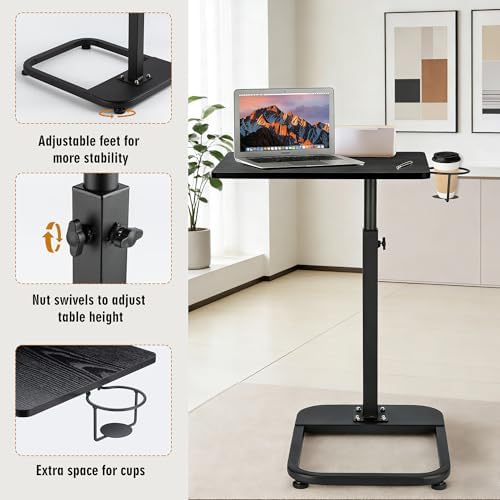 facka Multi-Functional C-Shaped End Table for Couch & Bed, Adjustable Height TV Tray, Stable Laptop Desk, Space-Saving Snack Side Table with Rounded Metal Corners - Image 4