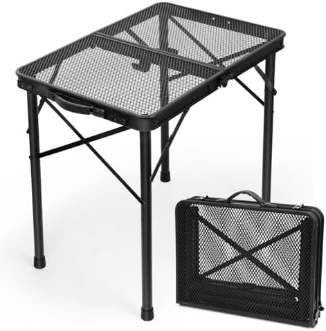2 Ft Folding Camping Table, Adjustable Height 10.6-22 in, Small Grill Table by EEASTSTORM