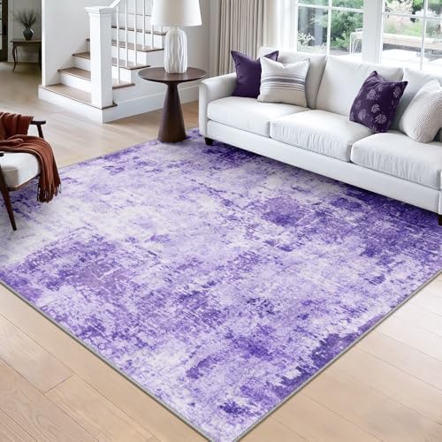 RELEANY Washable Square 8'x8' Area Rug for Living Room Purple by RELEANY