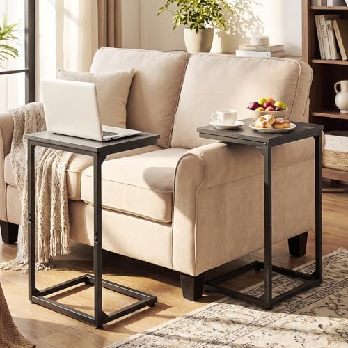 AMHANCIBLE Couch Side Table, 26.37" Tall C Shaped End Table Set of 2 - Image 2