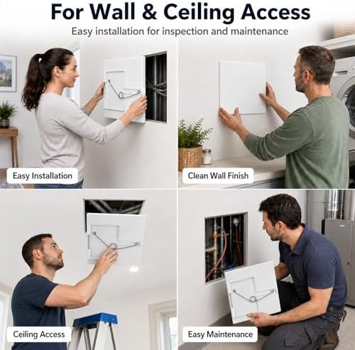 12"x12" Adjustable Spring Loaded Access Panel for Drywall,Plastic Drywall Ceiling Access Panel for Plumbing,White Wall Hole Cover Plate Fits 7.5" x 8.5" to 12" x 12" Cutouts,Verify Opening Size - Image 7