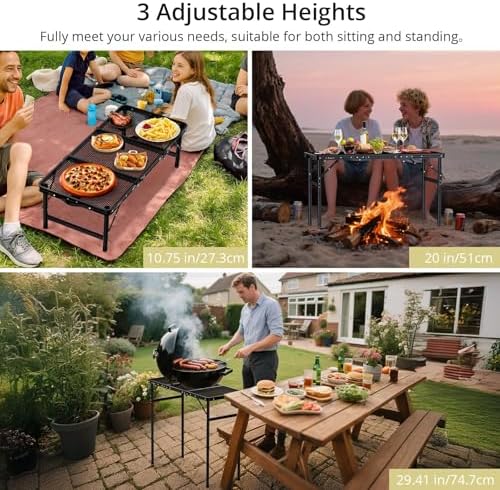 Anbte 3ft Tri-fold Grill Table, 3 Adjustable Heights Max 29.5", 35" x 16" - Image 5