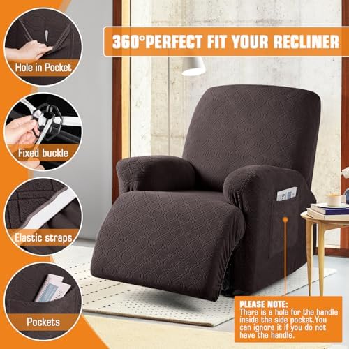 VANSOFY Oversized Stretch Recliner Chair Cover, Chocolate, 1 Seater - Image 4