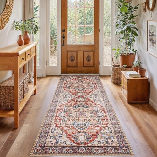 AMADA HOMEFURNISHING 2x6 Washable Runner Rug, Low-Profile Kitchen Rugs with Non-Slip Backing & Durable Edge Binding, Vintage Entryway Runner Rug for Bedroom & Hallway by AMADAHOMEFURNISHING