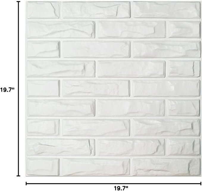 Art3d 19.7" x 19.7" (Pack of 12) Wall Panel Brick, White - Image 7