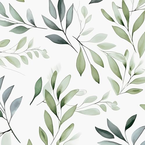 Danodoi Sage Green Vintage Leaf Peel and Stick Wallpaper 17.5" x 197" | Waterproof Vinyl Self Adhesive Removable Renter Friendly Floral Contact Paper by DANODOI