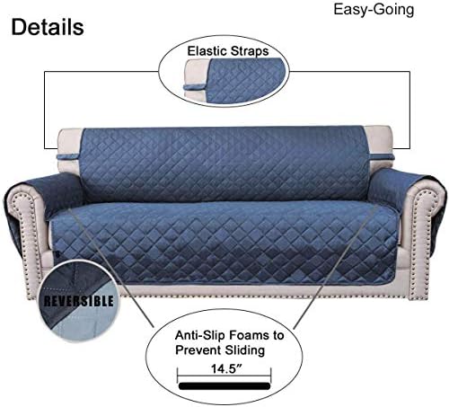 Easy-Going Reversible Couch Cover, 4 Seater Sofa, Dark Blue/Light Blue - Image 3