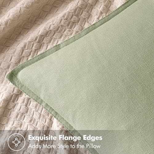 MIULEE Decorative Linen Euro Sham Pillow Covers 26x26 Light Green - Image 2