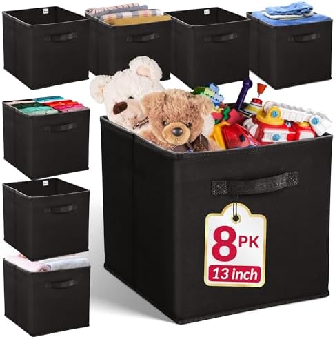 Reli. 13x13x13 Storage Cube Bins (8 Pack) | Large Cube Organizer Bins by Reli
