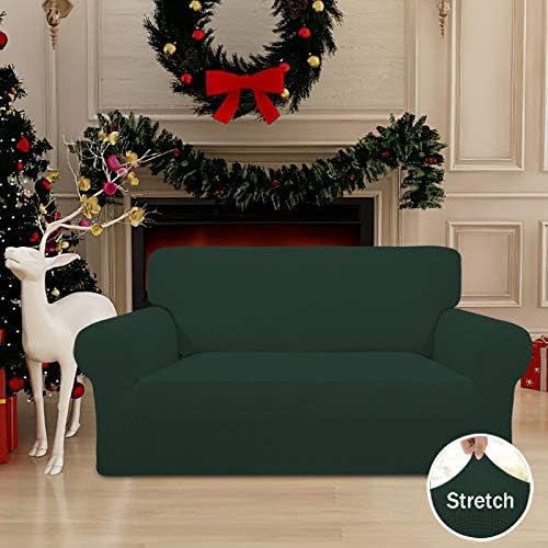 Easy-Going Stretch Loveseat Couch Covers Washable Dark Green - Image 2