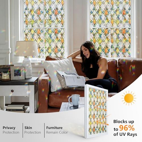 Window Privacy Film Stained Glass 35.4" x 157.4" Rainbow - Image 2