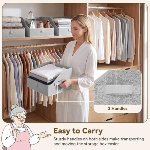 GRANNY SAYS Trapezoid Closet Storage Bins, Small, Gray, 3-Pack - Image 2