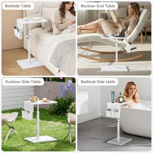 Vagusicc Sofa Armrest Tray Table for Couch - 360° Swivel Height Adjustable Side Table for Small Spaces, Snack Side Table for Bed or Chair, C Shaped End Table Snack Table for Eating Dinner Laptop - Image 7