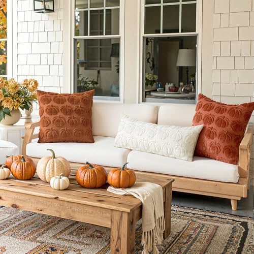 MIULEE Fall Pillow Cover Pumpkin Fall Decor Lumbar 14x36 Cream White - Image 3