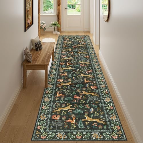 DUKINO 2.6x12 Hallway Runner Rug, Washable Animal Rug Non Slip, Black - Image 6