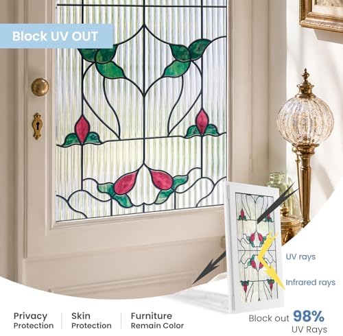 ADD.HERES Window Privacy Film, Stained Glass Window Film, 17.5" x 78.7" - Image 4