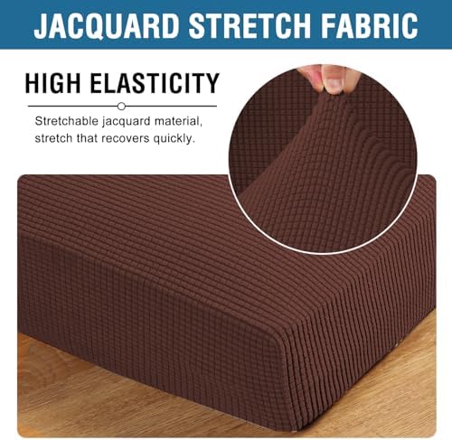 H.VERSAILTEX Super Stretch Individual Seat Cushion Covers Sofa Covers Couch Covers Slipcover Sets Thick Jacquard Textured Twill Fabric (3 Piece XL Sofa Cushion Covers, Burnt Brick) - Image 4