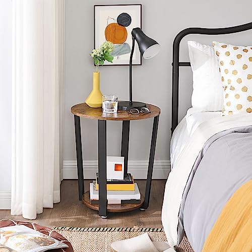 VASAGLE Round Side End Table, 2-Tier Accent Nightstand with Storage Shelf - Image 4