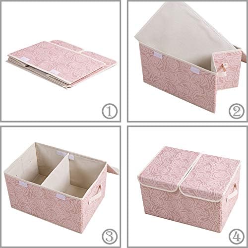 PRANDOM Large Stackable Storage Bins with Lids Fabric Decorative Storage Box Cubes Organizer Containers Baskets with Cover Handles Divider for Bedroom Closet Living Room 17.3x11.8x9.8 Inch 3 Pack - Image 5