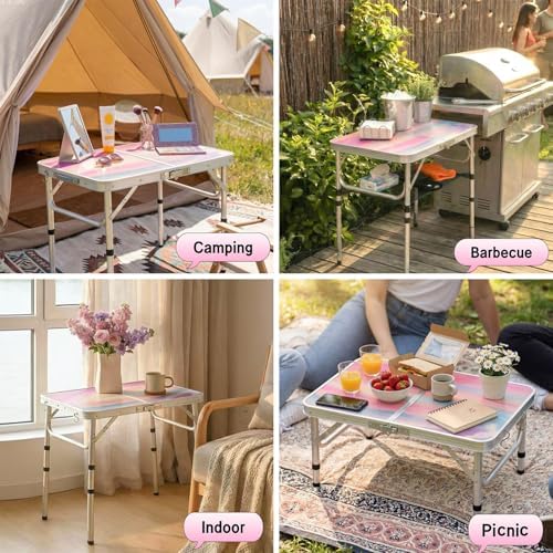 Yriuat Folding Camping Table 2ft Portable Picnic Table, Blush Haze - Image 6