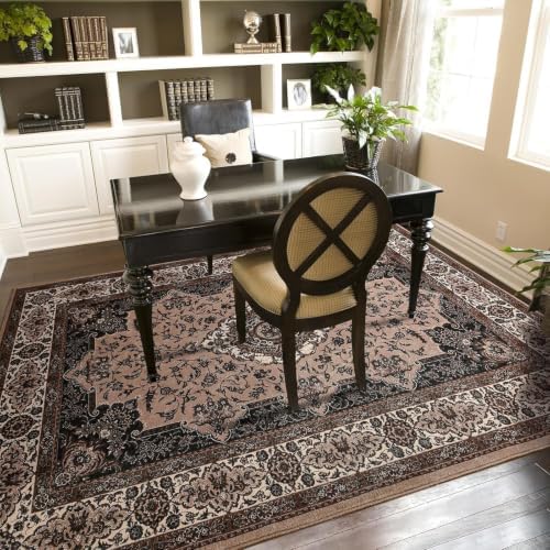 Hanples 5x7 Area Rugs for Living Room, Washable Rug Vintage Floral, Brown - Image 5