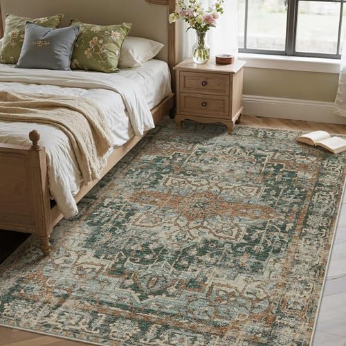 Rugxara Green 4x6 Area Rug Washable Rug for Living Room Bedroom Office - Image 2